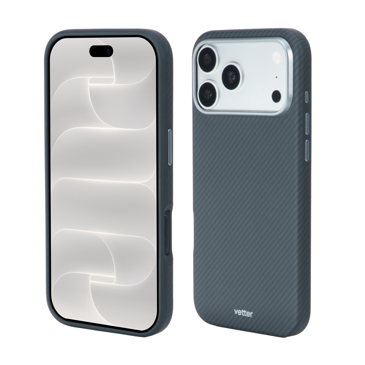 Husa Hybrid Kevlar neagra pentru iPhone 18 Pro Max, vedere generala