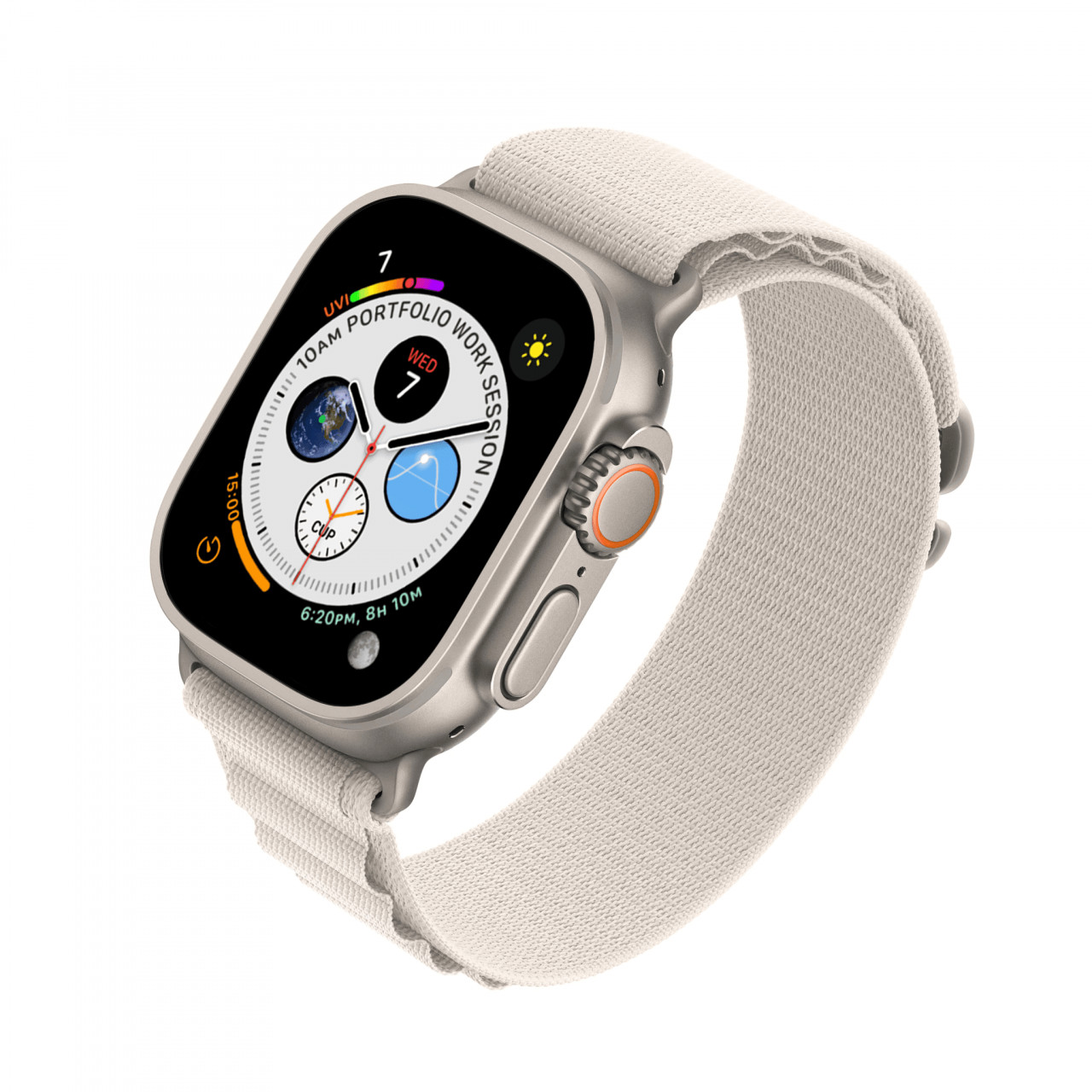 Material premium, confortabil si usor de curatat - curea keepON nylon Apple Watch Ultra alb