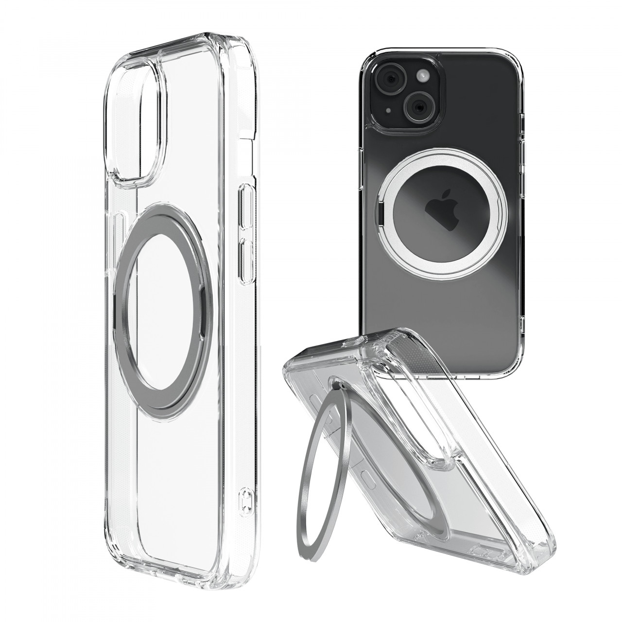 Husa iPhone 15 Clip-On Crystal Compatibila MagSafe Clear