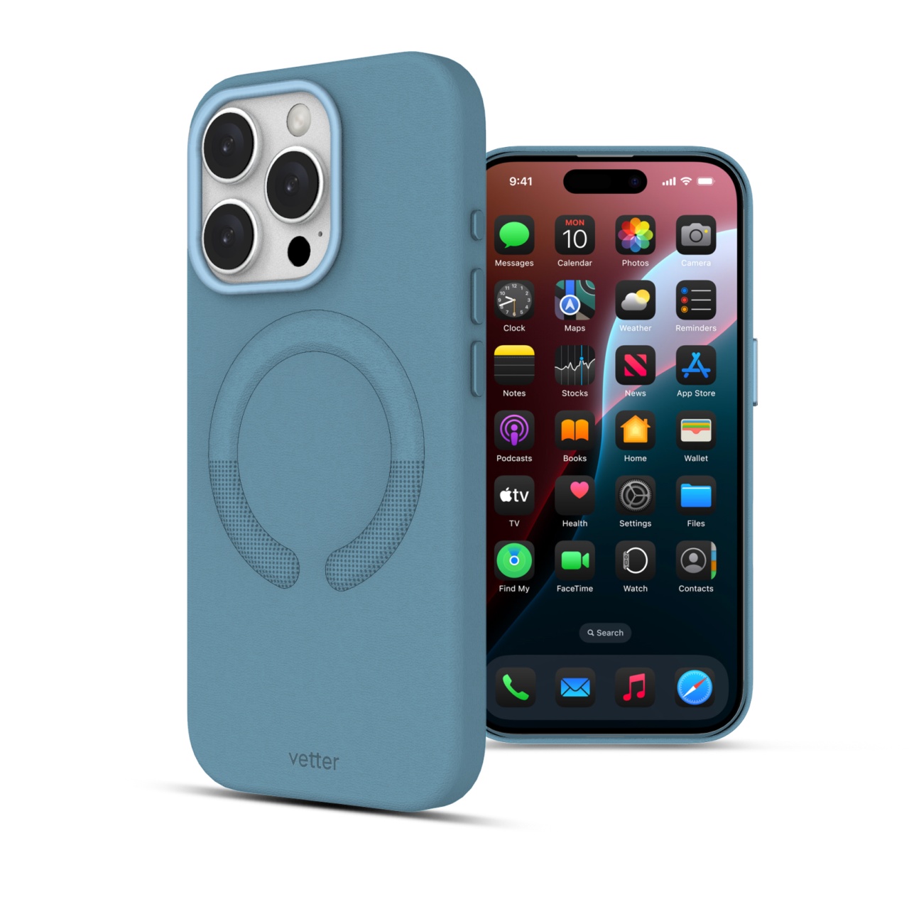 Husa Vegan Leather Sky Blue pentru iPhone 16 Pro Max