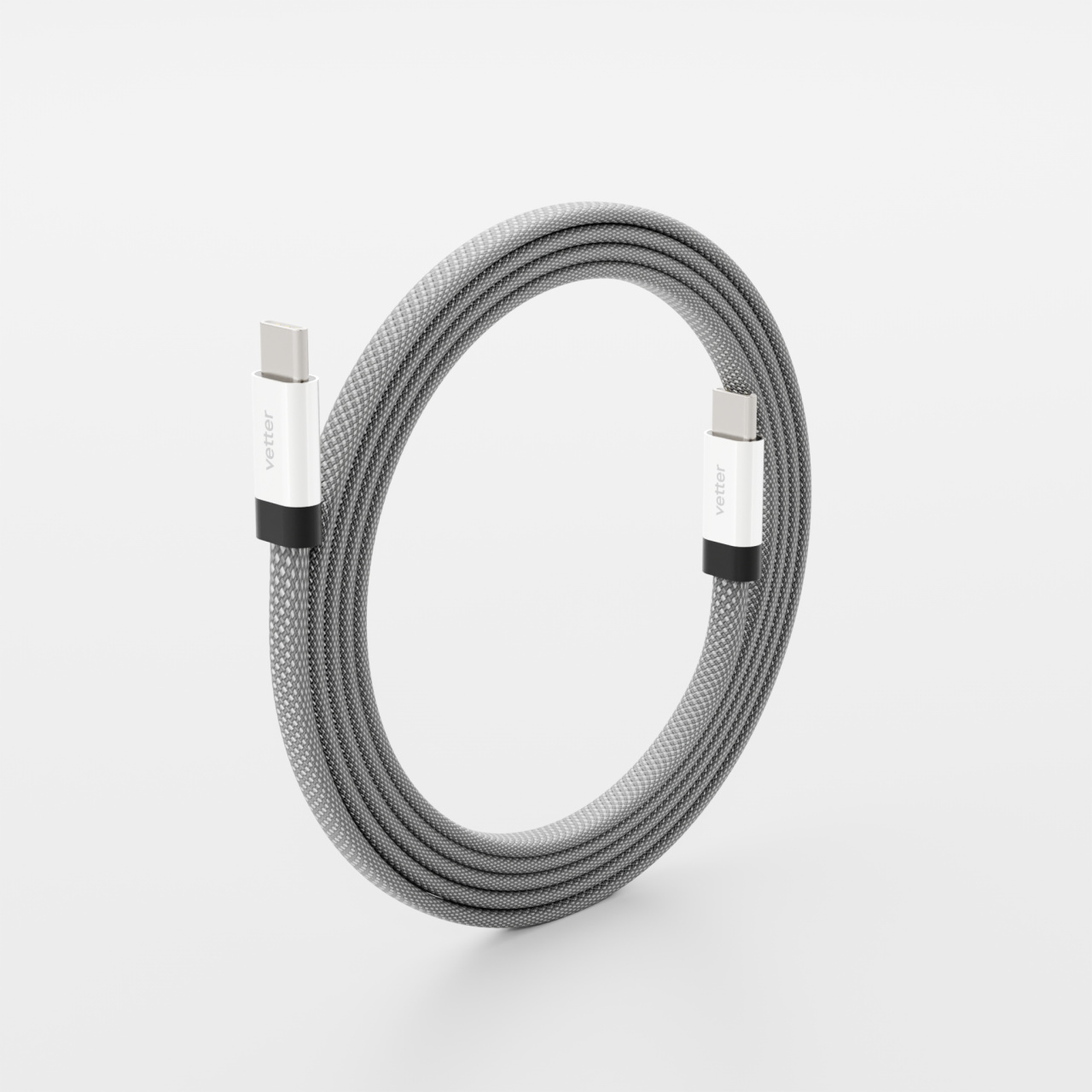 Cablu loopFIT magnetic, USB-C la USB-C, 100W, 1,5 m, argintiu