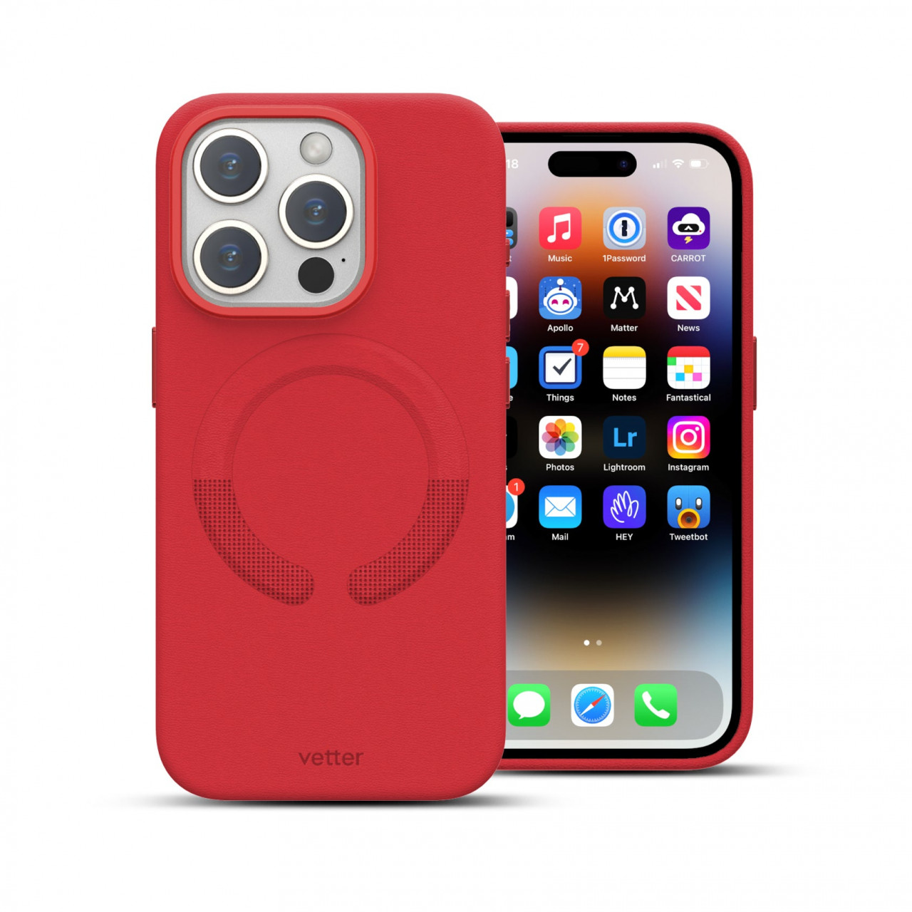 Husa Vegan Leather Crimson Red pentru iPhone 15 Pro Max