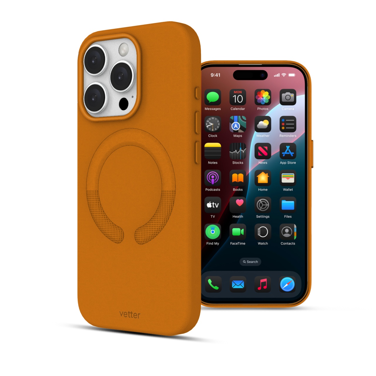 Husa Vegan Leather Golden Brown pentru iPhone 16 Pro