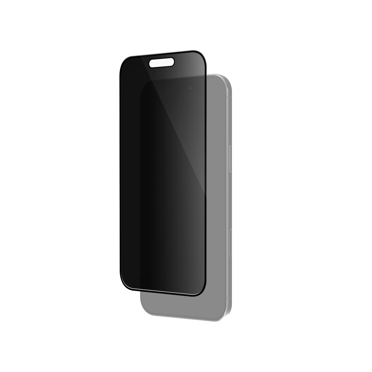 Ecranul iPhone Air privit din lateral, intunecat de folia privacy Vetter
