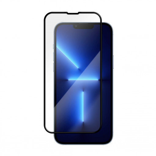 Hülle iPhone 14 Plus, 13 Pro Max, 3D gehärtetes Glas Easy Fit, Anti-Shatter Rand, Schwarz