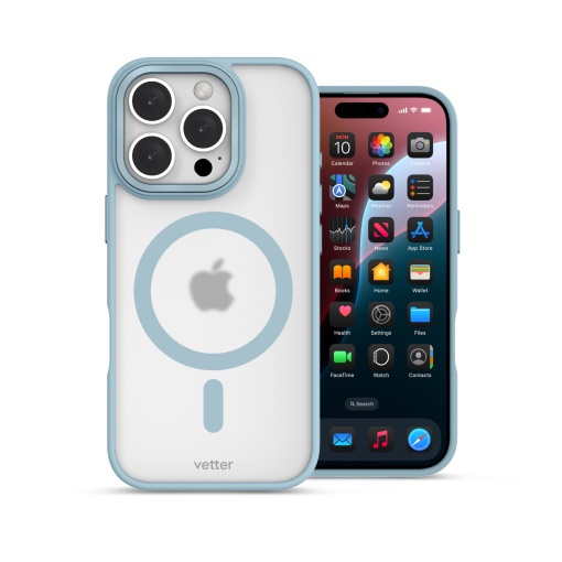Husa iPhone 16 Pro, Clip-On Hybrid, Matt, MagSafe Compatible, Albastru