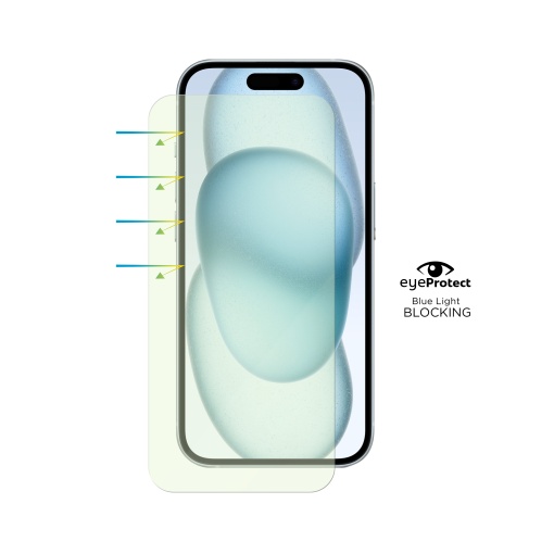 iPhone 15 Plus Case, EyeSafe 2nd Gen, Blue Light Blocking Tempered Glass