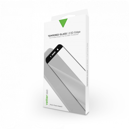 Vetter Protective Film for Xiaomi Redmi Note 9, Full Frame and Glue Tempered Glass Vetter GO, Black