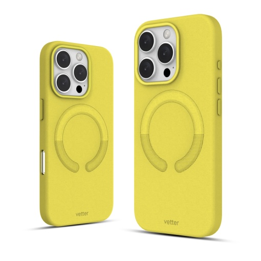 Huse iPhone 16 Pro, Husa iPhone 16 Pro, Clip-On Vegan Leather, MagSafe Compatible, Candy Yellow - vetter.store _1