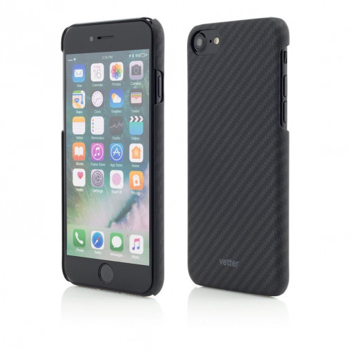 Vetter Case pour iPhone 7, Smart Case Carbon Design, toucher caoutchouc, noir