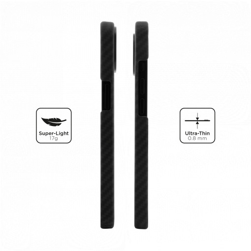 Huse iPhone 14 Plus, Husa iPhone 14 Plus Clip-On, made from Aramid Fiber, Kevlar, Compatibila MagSafe, Neagra - vetter.store _1