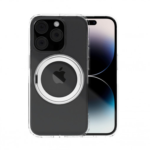 Huse iPhone 14 Pro, Husa iPhone 14 Pro Clip-On Crystal Compatibila MagSafe, Cleara, suport rotatie 360 grade - vetter.store _1