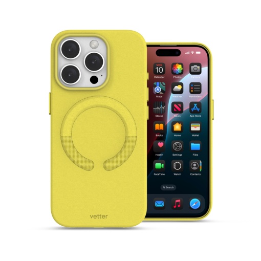 iPhone 16 Pro Max Case, Clip-On Vegan Leather, MagSafe Compatible, Candy Yellow