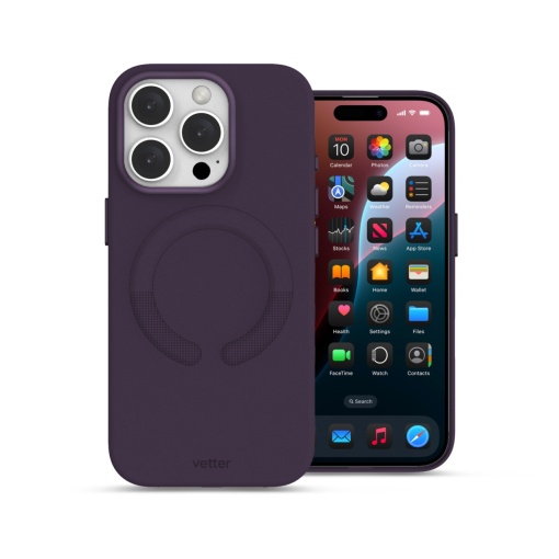 iPhone 16 Pro Max Tasche, Clip-On Vegan-Leder, MagSafe-kompatibel, lila