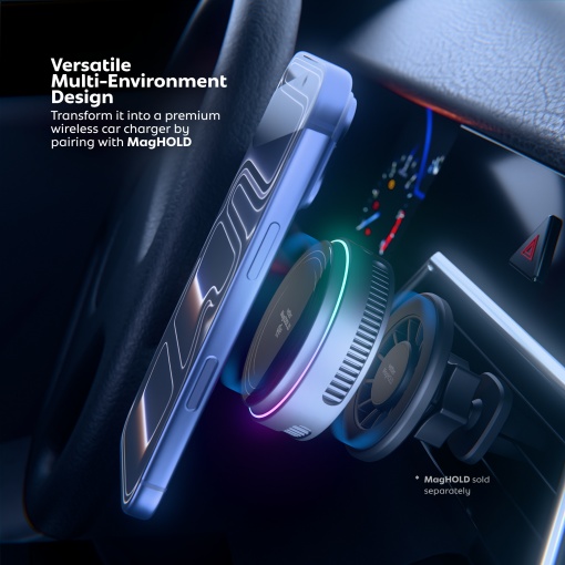 Vetter magCOOL 25 montat in masina pe suportul MagHOLD, pe grila de ventilatie
