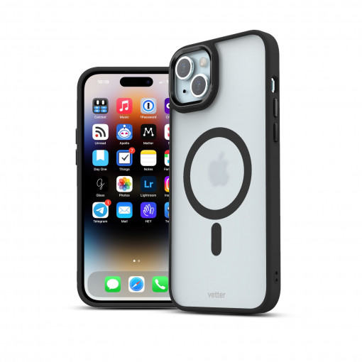 Huse iPhone 15, Husa iPhone 15 Clip-On Hybrid, Matt, Compatibila MagSafe, Negru - vetter.store _1