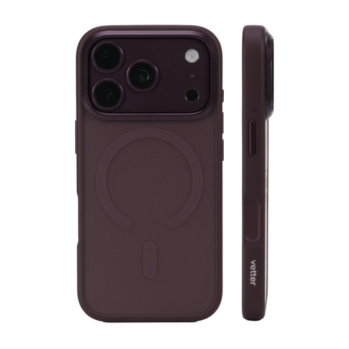 Husa Clip-On Hybrid Matt burgundy pe iPhone 18 Pro Max, vedere din spate si profil lateral