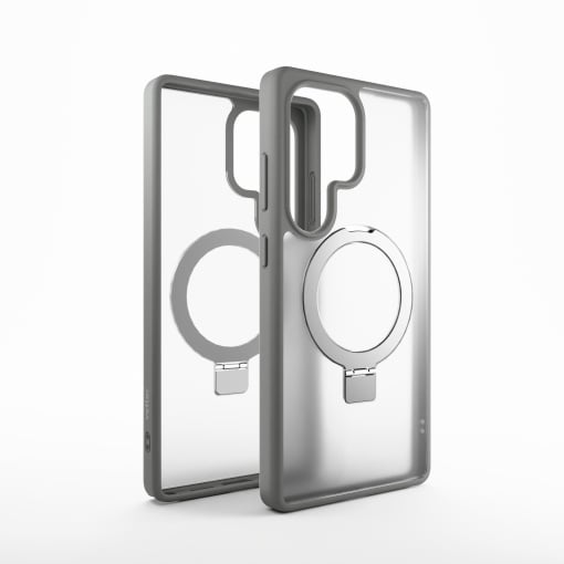 Husa Samsung Galaxy S24 Ultra Clip-On Hybrid, Matt, with MagSafe foldable Stand, Titanium Grey