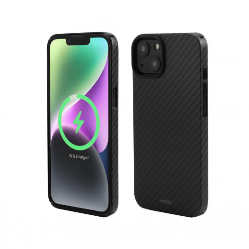 iPhone 14 Plus Case, Clip-On MagSafe Compatible, made from Aramid Fibre, Full Cover Kevlar, Black
