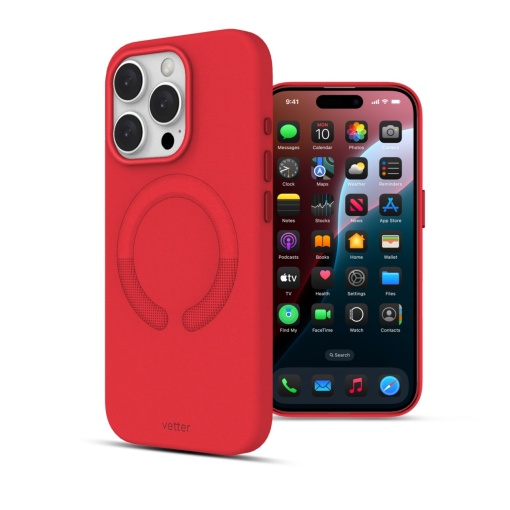 Huse iPhone 16 Pro, Husa iPhone 16 Pro, Clip-On Vegan Leather, MagSafe Compatible, Crimson Red - vetter.store _1