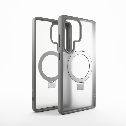 Samsung Galaxy S24 Ultra Clip-On Hybrid Case, matt, mit MagSafe faltbarem Ständer, titangrau