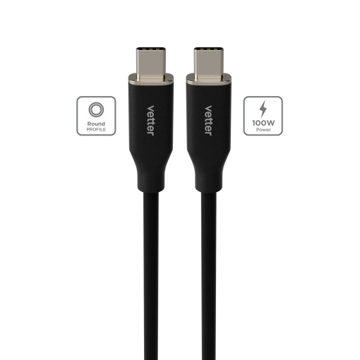Cabluri Type-C, CabluType C to Type C, PRIMEcable, 100W, longstanding silicone cable, 1m, Black - vetter.store_1