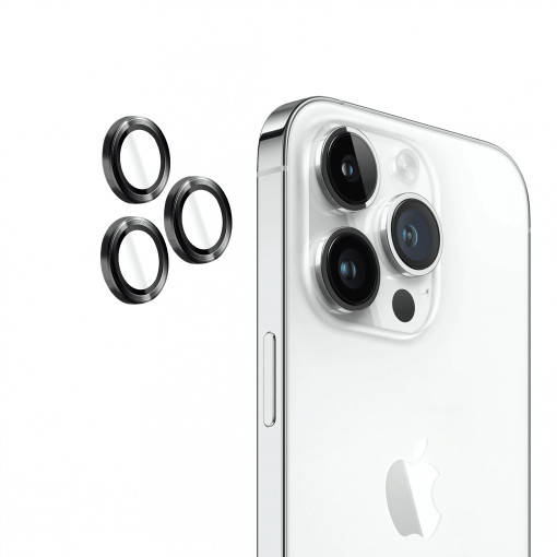 Folii iPhone 14 Pro, Folie iPhone 14 Pro, 14 Pro Max, Individual Camera Lens Protector, Neagra - vetter.store _1