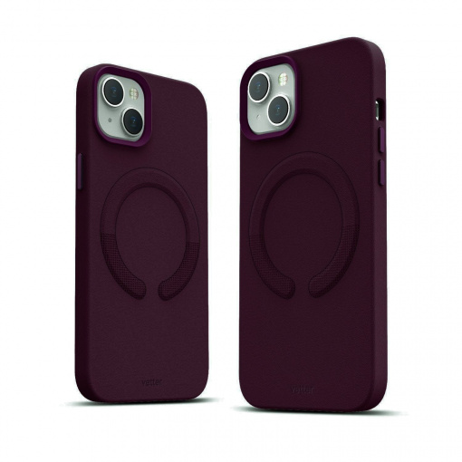 Huse iPhone 14, Husa iPhone 14 Clip-On Piele Vegana, Compatibila MagSafe, Dark Cherry - vetter.store _1