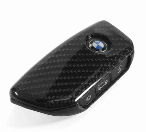 Калъф за ключове BMW Carbon (2023+), съвместим с BMW i5, i7, 2, 3, 5, 7 Series - черен гланц - Img 2