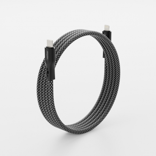 Cablu unTWIST, Type-C to Lightning Magnetic self-looping cable, 1m, Negru/Argintiu