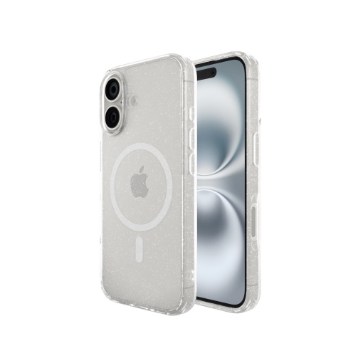 Coque iPhone 16, compatible MagSafe, Soft Pro Glitter, transparente