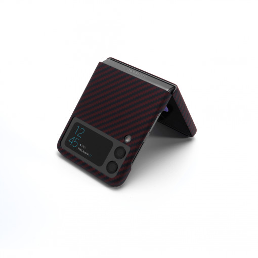 Husa Kevlar din fibra de aramida rosie pentru Samsung Galaxy Z Flip3 5G