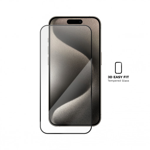 Folii iPhone 15 Pro, Folie iPhone 15 Pro, 3D Easy Fit Tempered Glass - vetter.store _1
