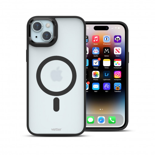 Husa iPhone 15 Plus Clip-On Hybrid, Compatibila MagSafe, Negru Mat