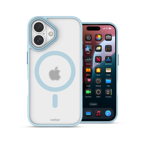 Husa iPhone 16, Clip-On Hybrid, Matt, MagSafe Compatible, Albastru