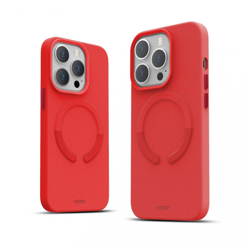 Huse iPhone 14 Pro Max, Husa iPhone 14 Pro Max Clip-On Vegan Piele, Compatibila MagSafe, Crimson Red - vetter.store _1