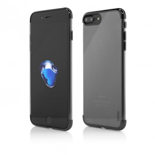 Vetter Tasche für iPhone 8 Plus, 7 Plus, Clip-On Shiny Soft Series, Schwarz