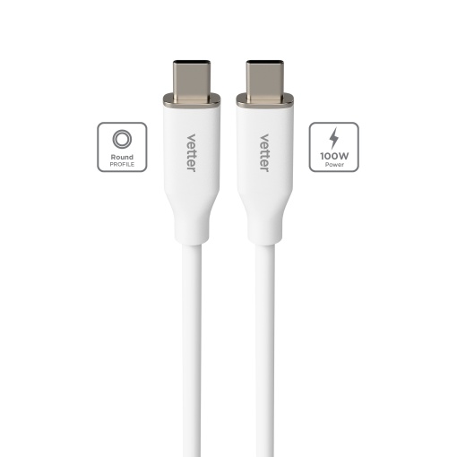 Cabluri Type-C, CabluType C to Type C, PRIMEcable, 100W, longstanding silicone cable, 1m, White - vetter.store_1