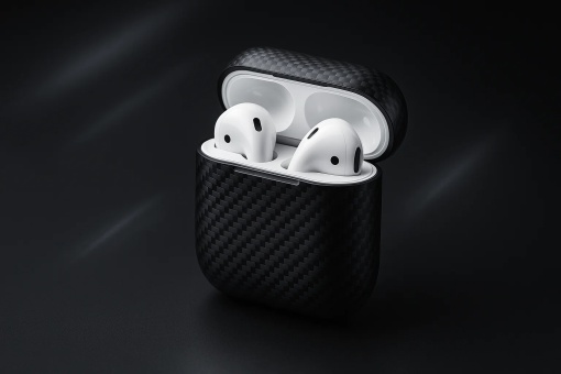 Husa fibra de carbon neagra pentru AirPods Pro