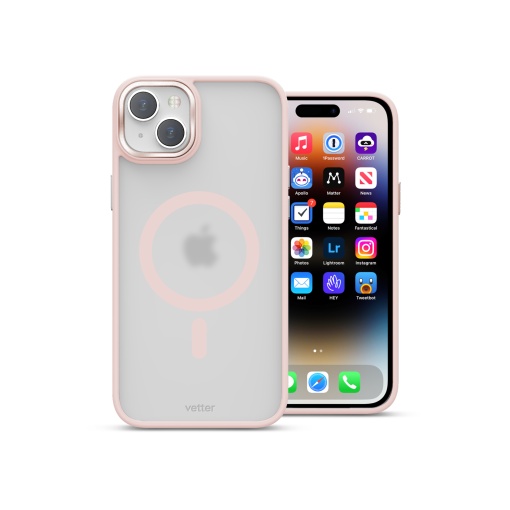 iPhone 15 Case, Clip-On Hybrid, Matt, MagSafe Compatible, Pink