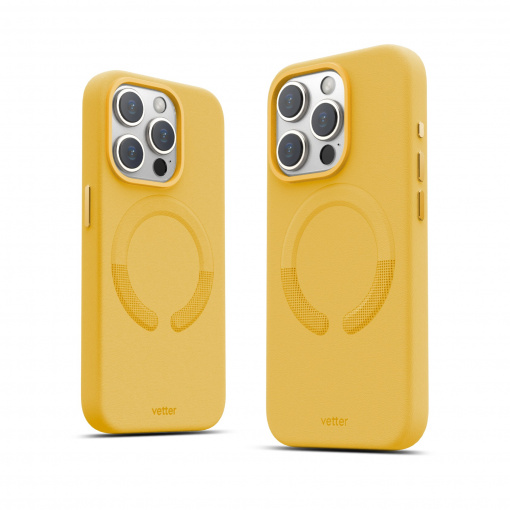 Huse iPhone 15 Pro Max, Husa iPhone 15 Pro Max Clip-On Vegan Leather, Compatibila MagSafe, Candy Yellow - vetter.store _1