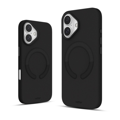 Huse iPhone 16 Plus, Husa iPhone 16 Plus, Clip-On Vegan Leather, MagSafe Compatible, Black - vetter.store _1