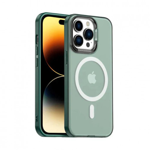 Husa iPhone 14 Pro Max Clip-On Hybrid Compatibila MagSafe, with Metal Stand