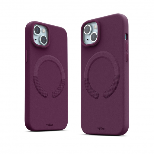 Huse iPhone 15 Plus , Husa iPhone 15 Plus Clip-On Vegan Leather, Compatibila MagSafe, Dark Cherry - vetter.store _1