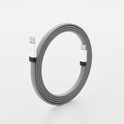 loopFIT cable, Type-C to Type-C Magnetic self-looping cable, 1.5m, Silver