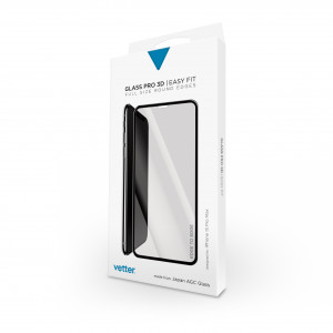 Folii iPhone 15 Pro Max, Folie iPhone 15 Pro Max, 3D Easy Fit Tempered Glass, Neagra - vetter.store