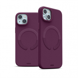 Huse iPhone 15 Plus , Husa iPhone 15 Plus Clip-On Vegan Leather, Compatibila MagSafe, Dark Cherry - vetter.store _2