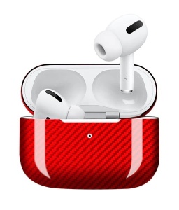 Husa AirPods Pro 2 Vetter, fibra de carbon, rosie