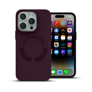 Huse iPhone 14 Pro Max, Husa iPhone 14 Pro Max Clip-On Vegan Piele, Compatibila MagSafe, Dark Cherry - vetter.store