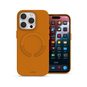 Huse iPhone 16 Pro Max, Husa iPhone 16 Pro Max, Clip-On Vegan Leather, MagSafe Compatible, Golden Brown - vetter.store